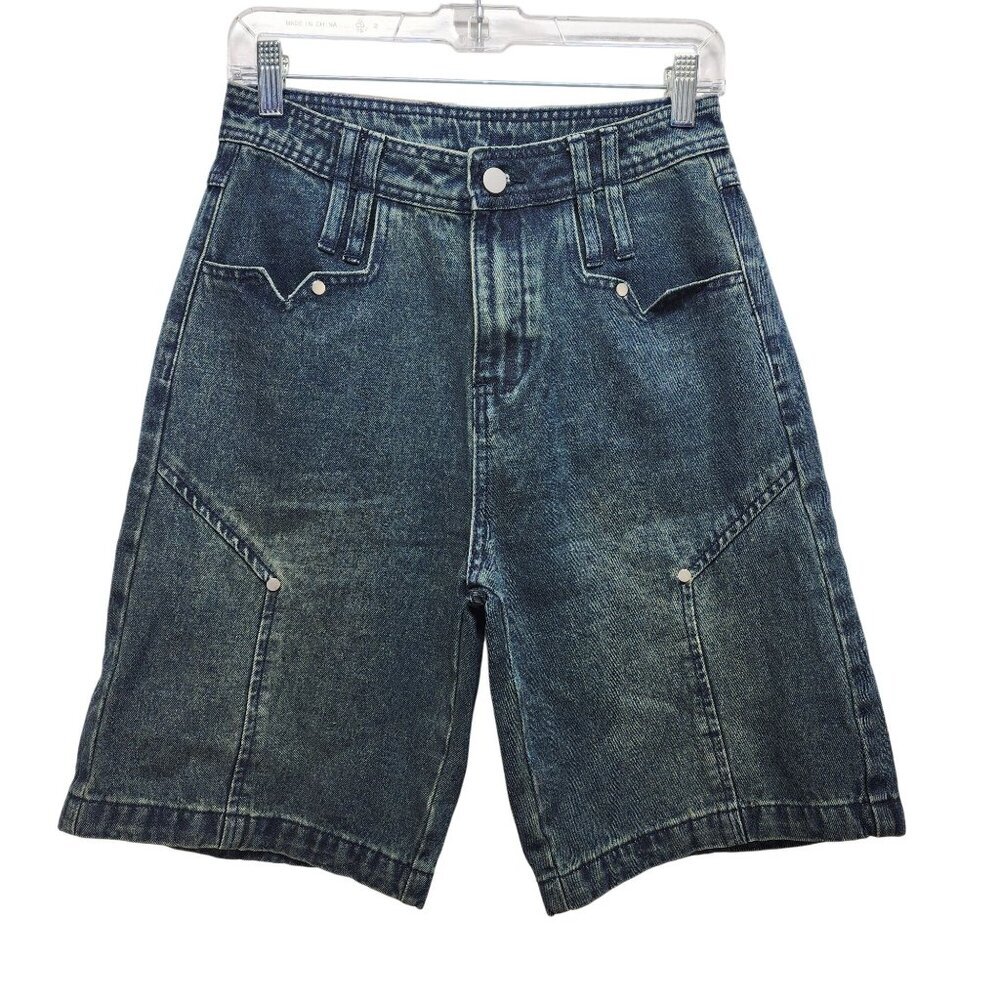 Vintage Style Denim Cargo Shorts Women's blue Size Medium
